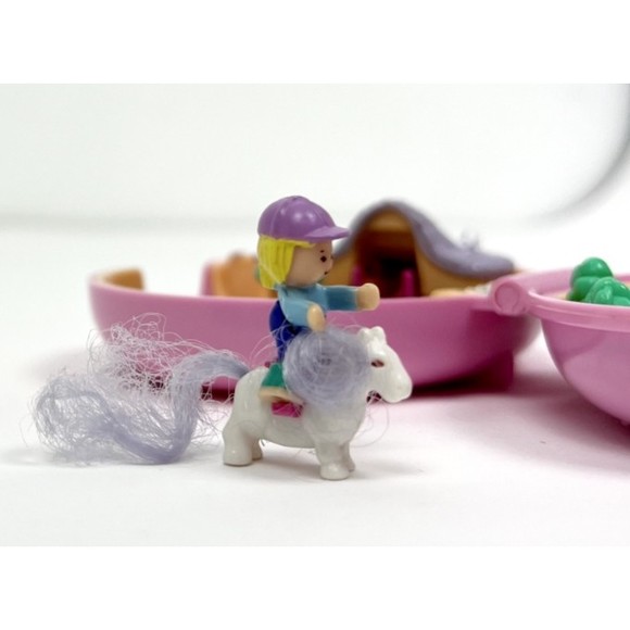 1995 Bluebird Shetland Pony Stable Pink Compact Oval Pony Horse Vtg Polly Pocket - Picture 3 of 8